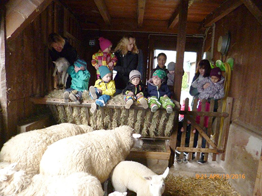 Kinder im Schafstall