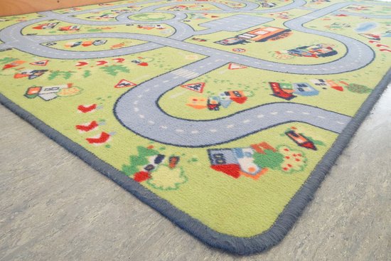 Detailaufnahme einer Ecke des Spielteppichs in der Kita Bunte Welt