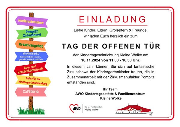 Die Einladung mit Informationen zum Termin und Angebot
