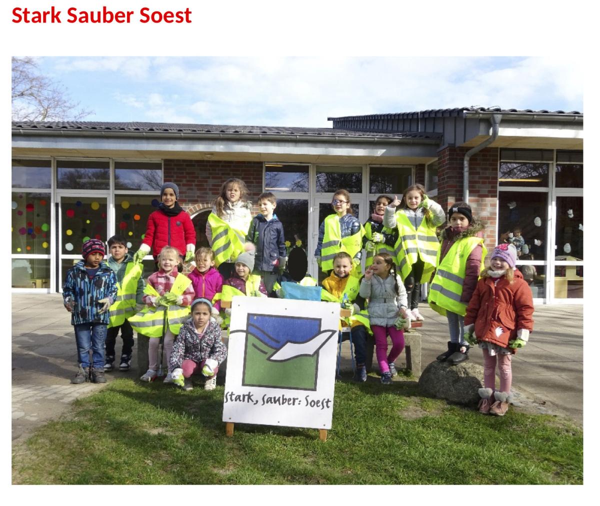 Kinder nehmen an der Aktion Stark-Sauber-Soest teil