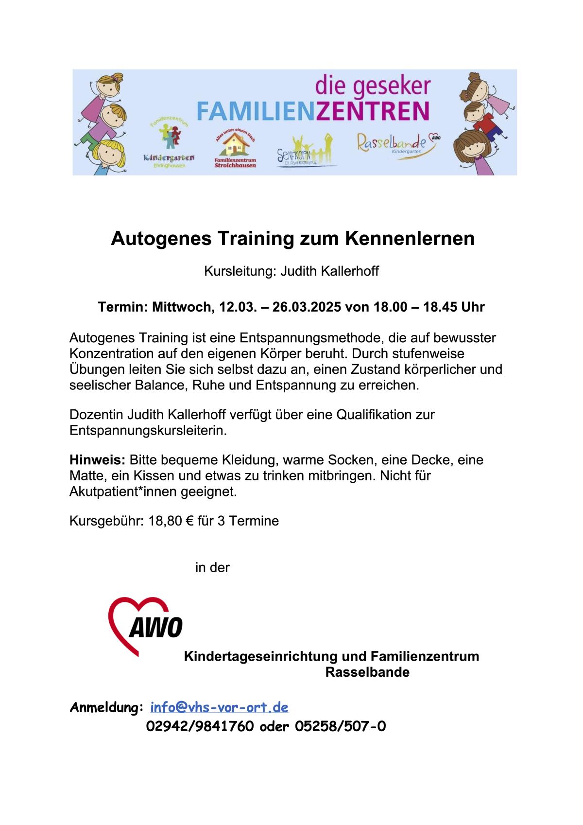 Autogenes Training zum Kennenlernen