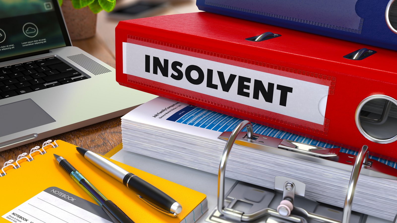 Ordner mit der Aufschrift "Insolvent"